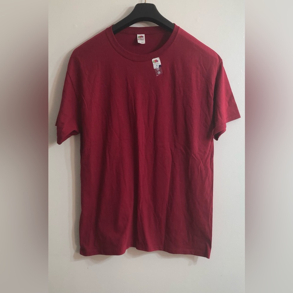 Women’s T-shirt  crewneck short sleeves pull over 100% cotton red wine L